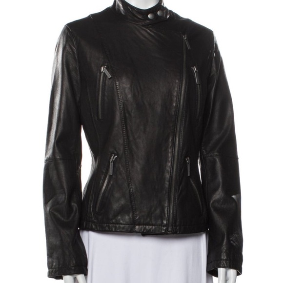 Michael Kors Black Leather Jacket - Picture 1 of 13